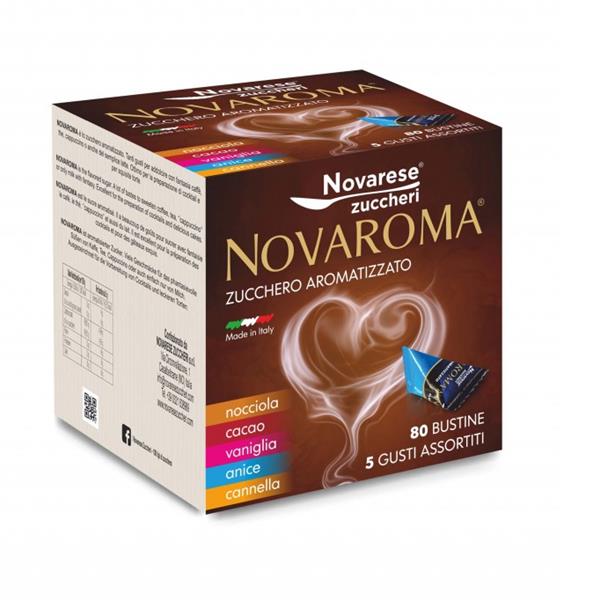 Novaroma Gusti Misti è lo zucchero aromatizzato ai gusti assortiti di cannella, cacao, vaniglia, anice e nocciola. Un piccolo capriccio di gola per dolcificare caffè, cappuccino, latte, tè, cocktail e macedonia.