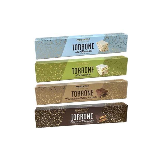 4 PZ TORRONE MAXTRIS ASSORTITI Mandorle Pistacchio Nocciole e Cioccolato