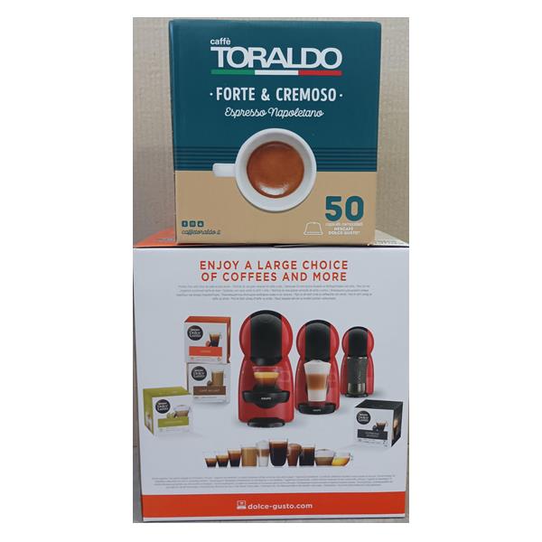 MACCHINA A CAPSULE PICCOLO XS NERA / ROSSA + 50 TORALDO DOLCE GUSTO FORTE E CREMOSO