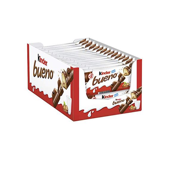 Ferrero Kinder Bueno T2 Confezione da 30 Snack Cioccolato Ripieno Crema Nocciola