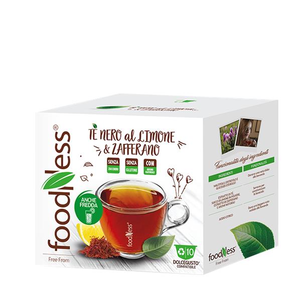 Foodness 10 capsule Tè nero al limone e zafferano compatibili Nescafé Dolce Gusto