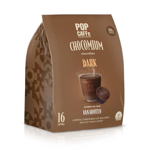 Pop Caffè Chocomium Dark 16 Capsule al Cioccolato Compatibili Dolce Gusto