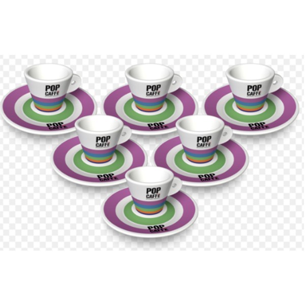 POP CAFFE SET DA 6 TAZZINE CAPPUCCINO + PIATTINI