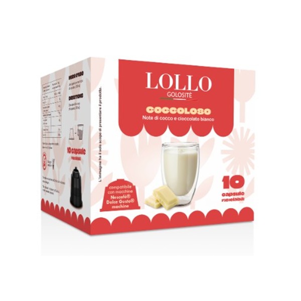10 CAPSULE DOLCE GUSTO CIOCCOLATO BIANCO AROMATIZZATO AL COCCO