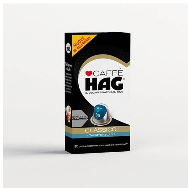 10 CAPSULE IN ALLUMINIO CAFFÈ HAG DECAFFEINATO - COMPATIBILI NESPRESSO